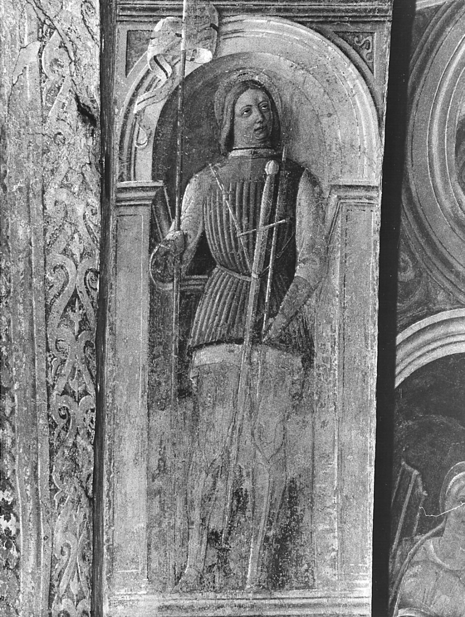 Santo guerriero (dipinto, elemento d'insieme) di De Mottis Agostino (sec. XV)