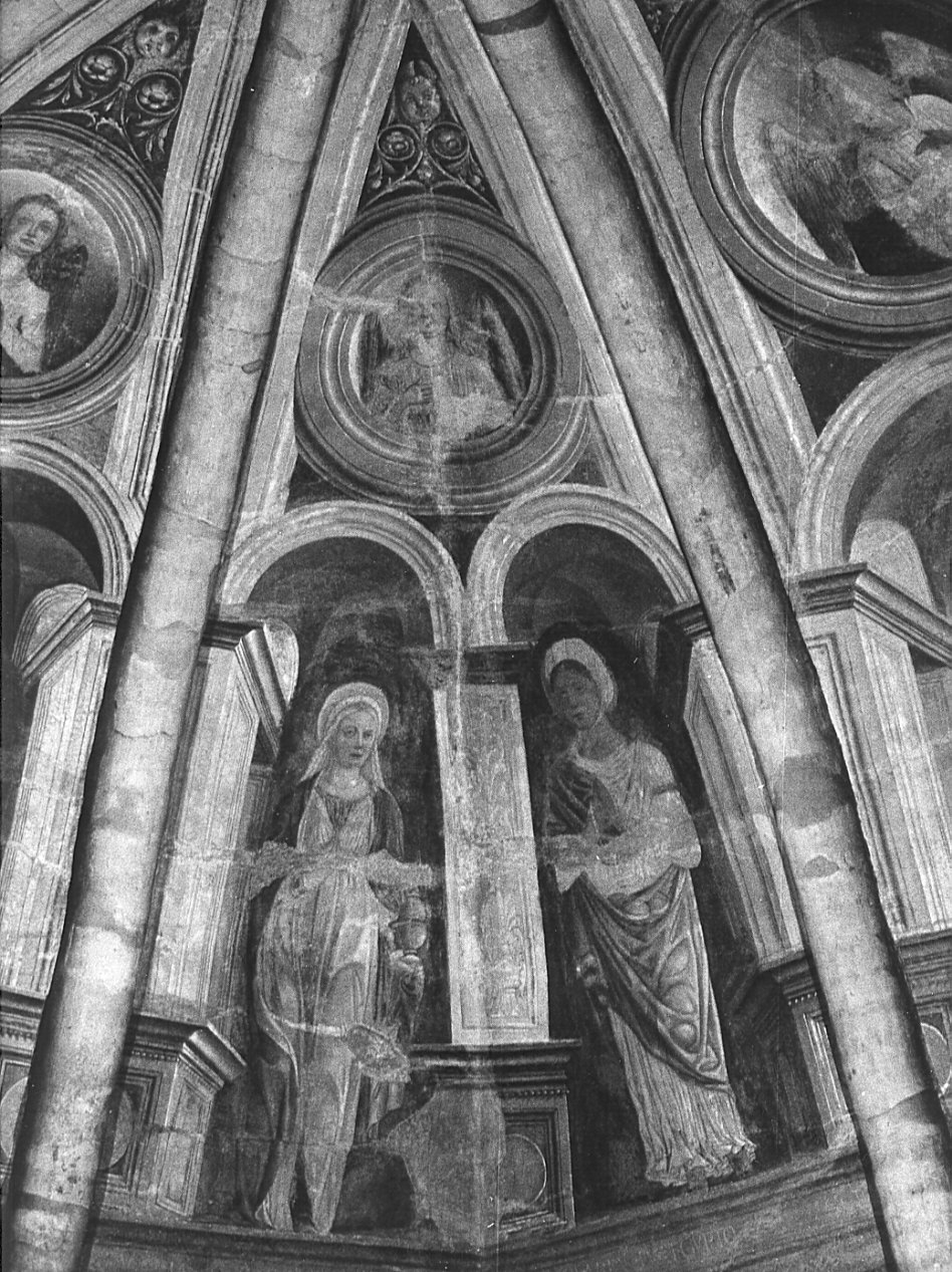 Santa Maria Maddalena, santa e angelo (dipinto, elemento d'insieme) di De Mottis Agostino (sec. XV)