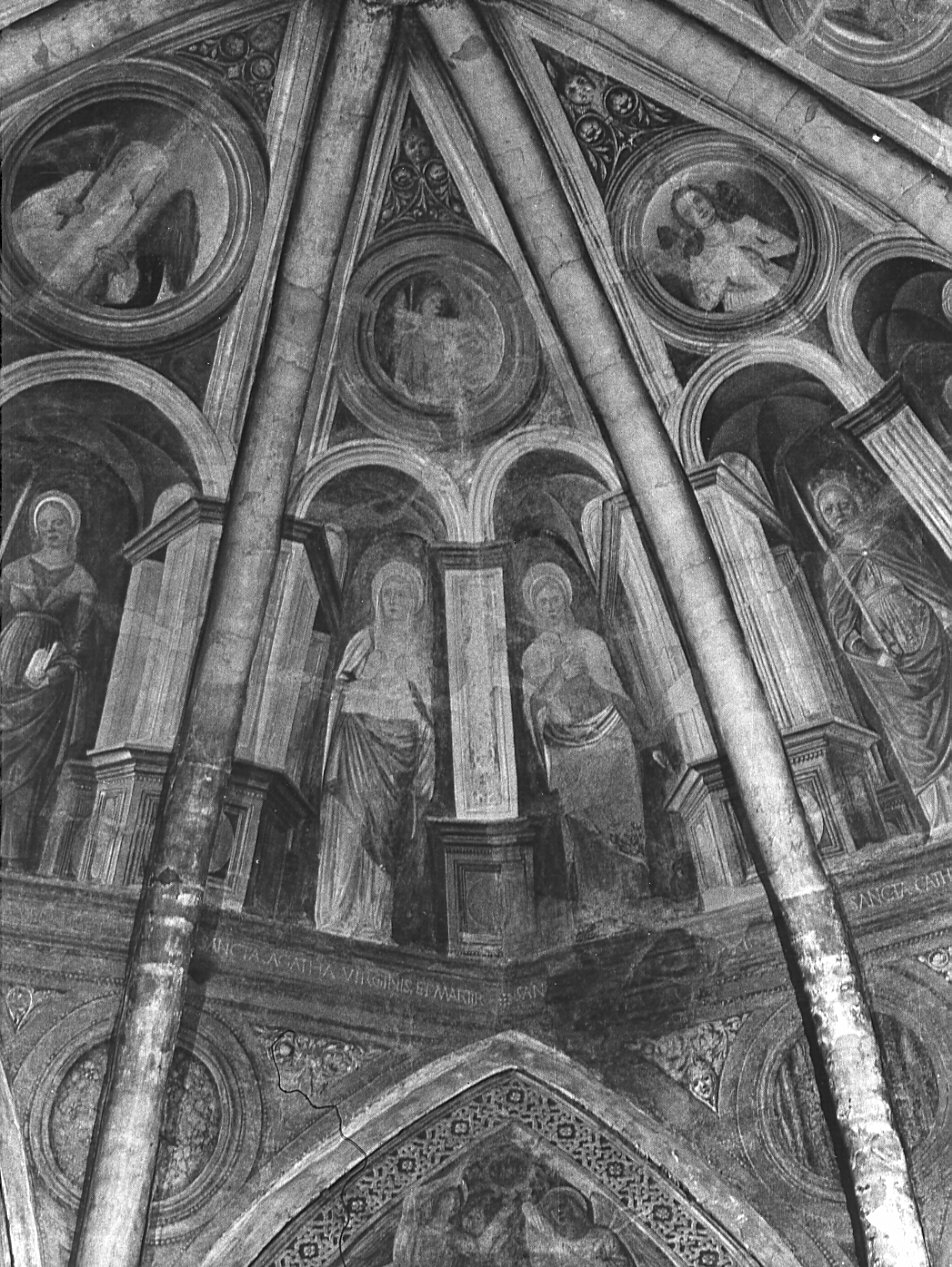 Santa Agata, santa e angelo (dipinto, elemento d'insieme) di De Mottis Agostino (sec. XV)