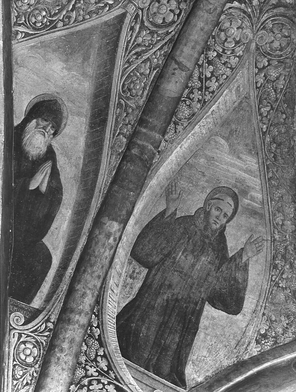 motivi decorativi vegetali e figura di monaco (dipinto, elemento d'insieme) di Montorfano Giovanni Donato (sec. XV)