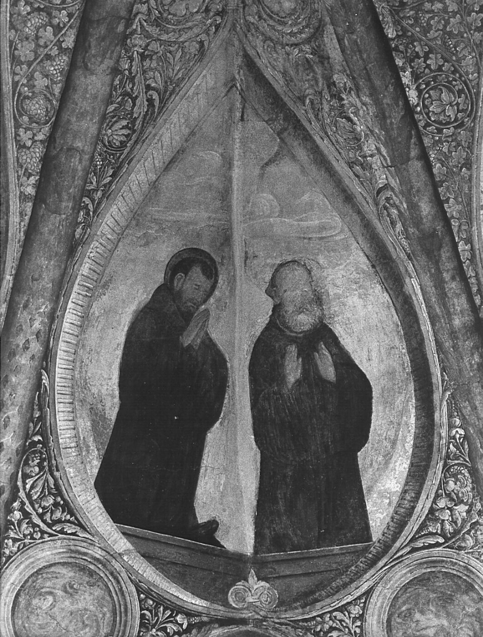 motivi decorativi vegetali e figure di monaci (dipinto, elemento d'insieme) di Montorfano Giovanni Donato (sec. XV)