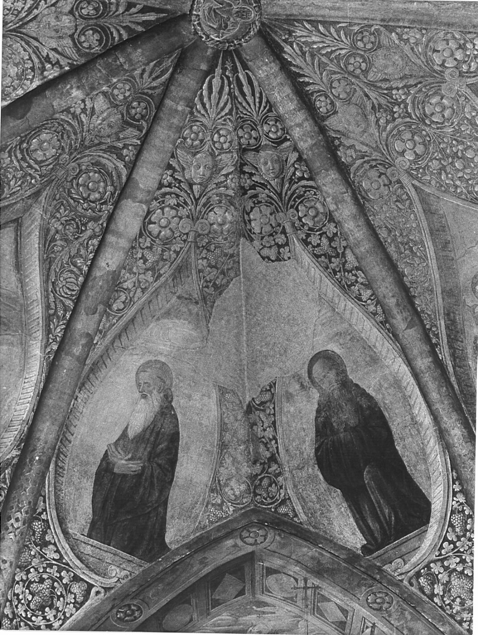 motivi decorativi vegetali e figure di monaci (dipinto, elemento d'insieme) di Montorfano Giovanni Donato (sec. XV)