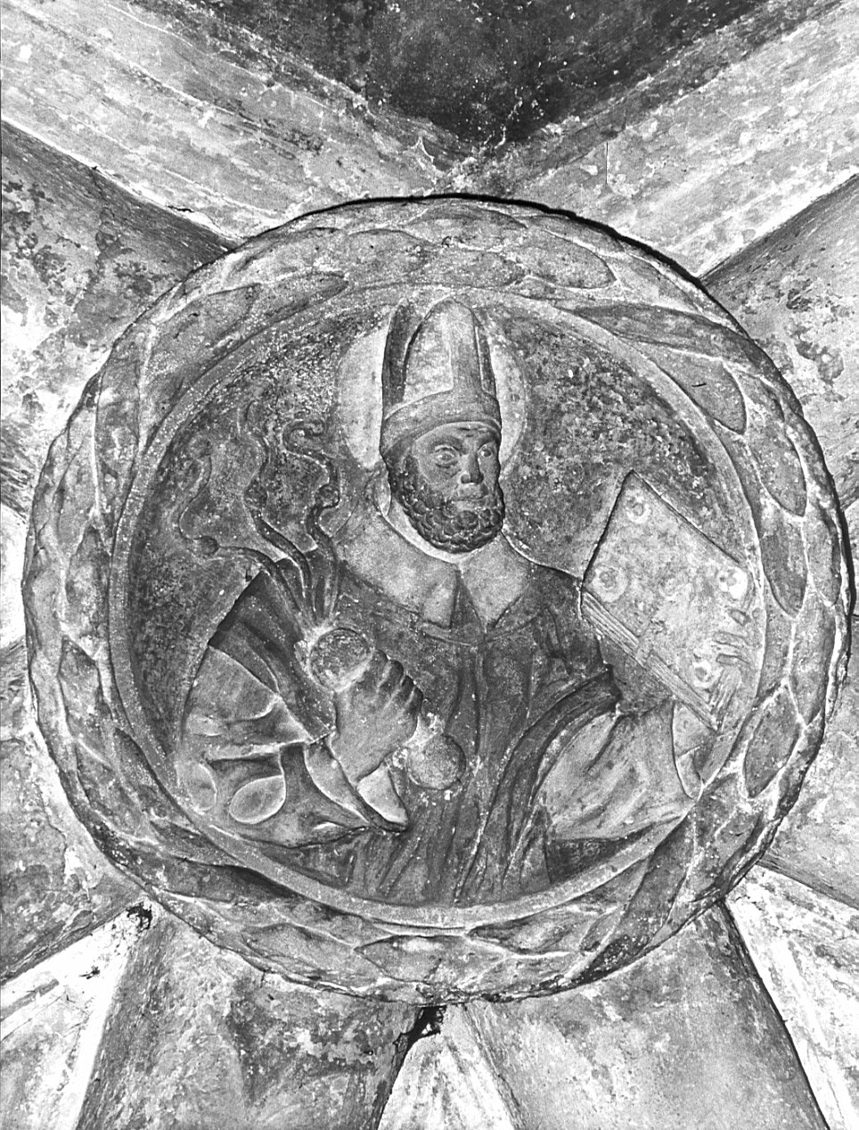 Sant'Ambrogio (chiave di volta, opera isolata) - bottega lombarda (sec. XV)