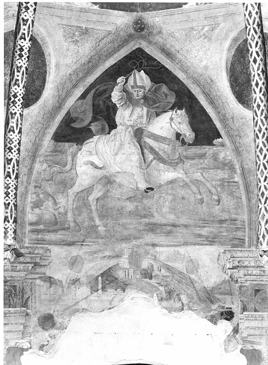 Sant'Ambrogio e paesaggio (decorazione pittorica, complesso decorativo) di Butinone Bernardino, Zenale Bernardino (sec. XV)