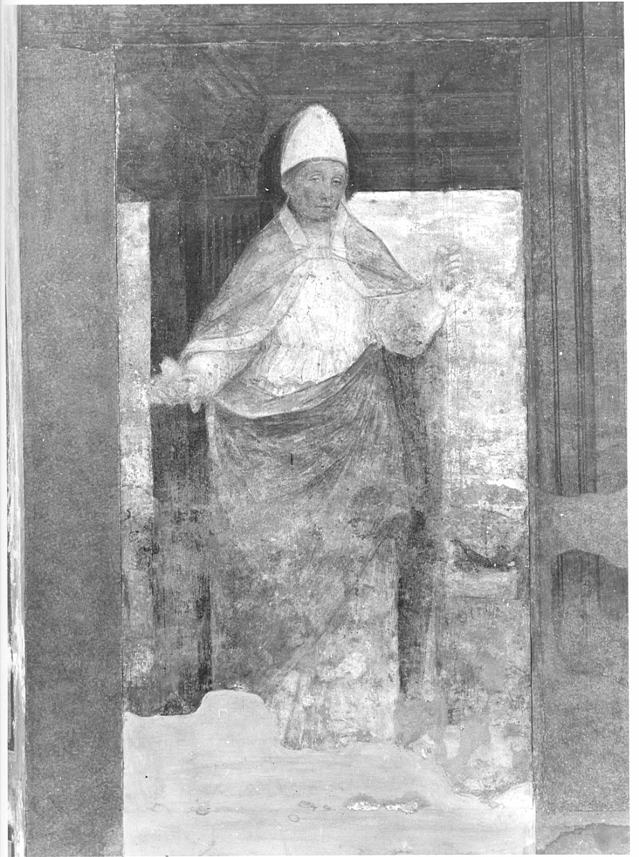 Santo vescovo (dipinto, elemento d'insieme) di Ambrogio da Fossano detto Bergognone (sec. XVI)