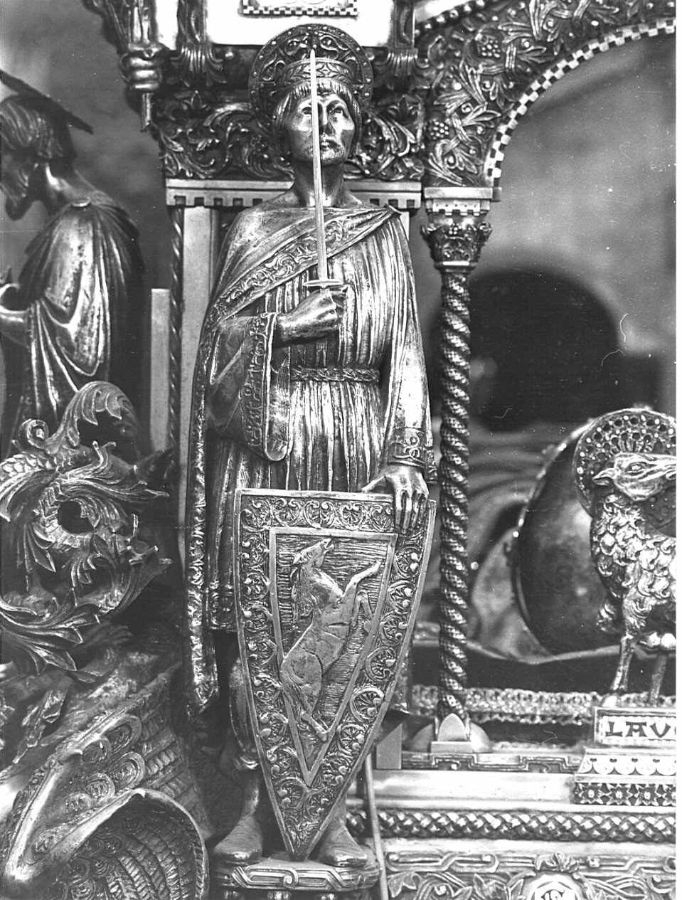 San Vittore (reliquiario a teca - a sarcofago, elemento d'insieme) di Marchetti di Montestrutto Ippolito, Lomazzi Giovanni (sec. XIX)