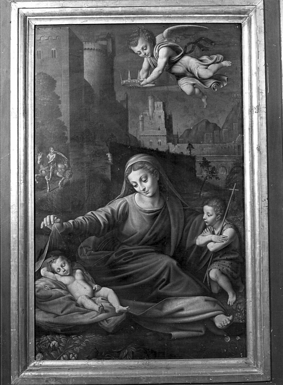 Madonna con Bambino e San Giovannino (dipinto, opera isolata) di Figino Girolamo (sec. XVI)