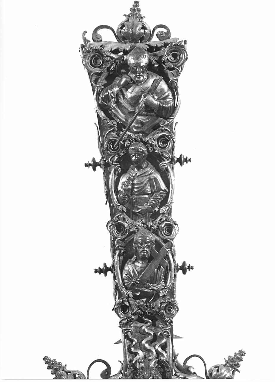 Sant'Ambrogio (scultura, elemento d'insieme) - bottega lombarda (fine sec. XV, sec. XVII)