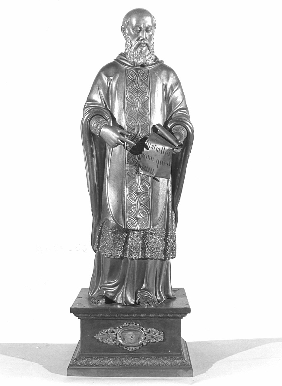 Sant'Agostino (reliquiario - a statuetta, opera isolata) - bottega lombarda (seconda metà sec. XIX)