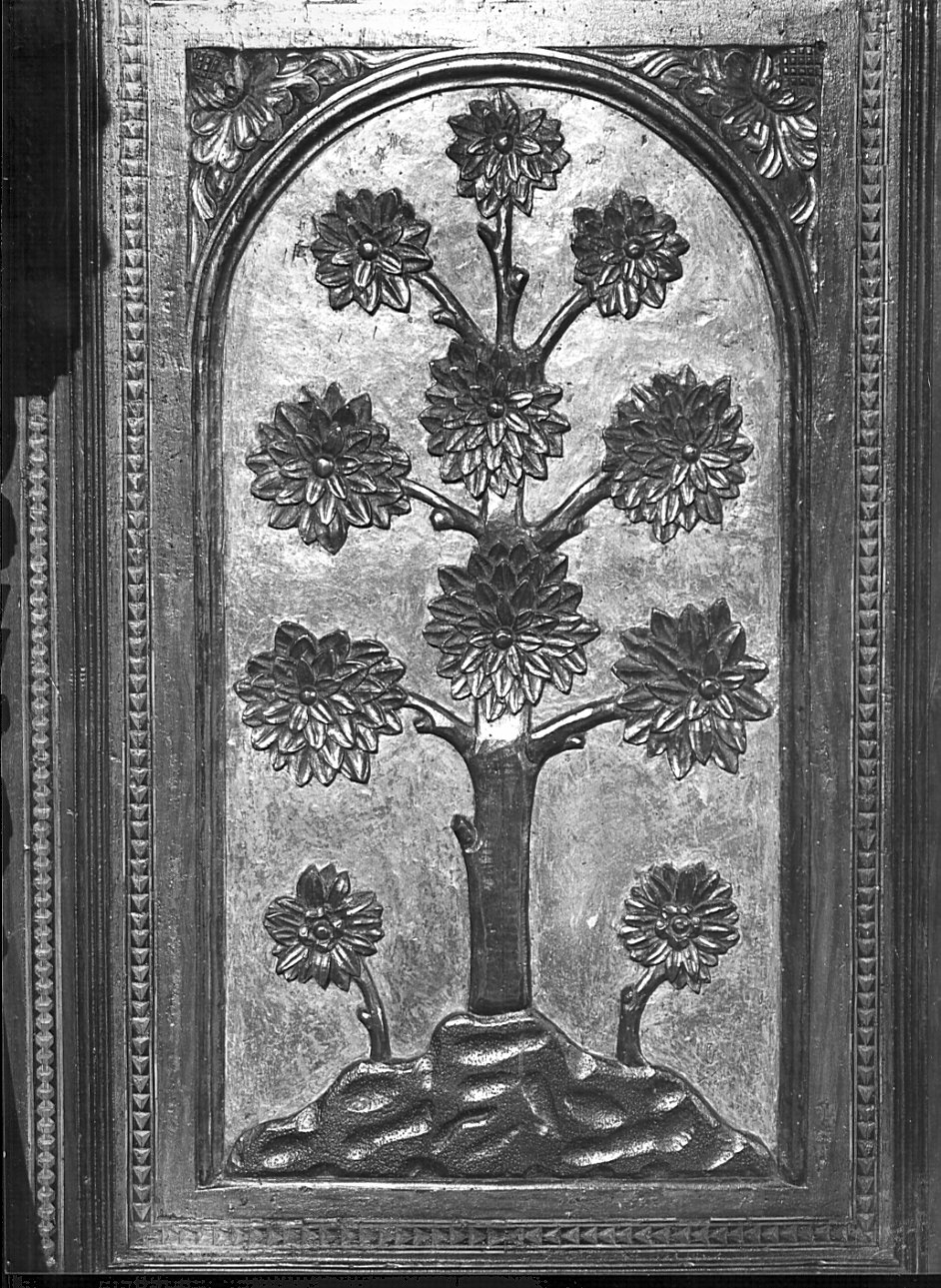 pianta di dalie (dossale, elemento d'insieme) di Lorenzo di Origgio, Giacomo da Torre, Del Maino Giacomo (sec. XV)
