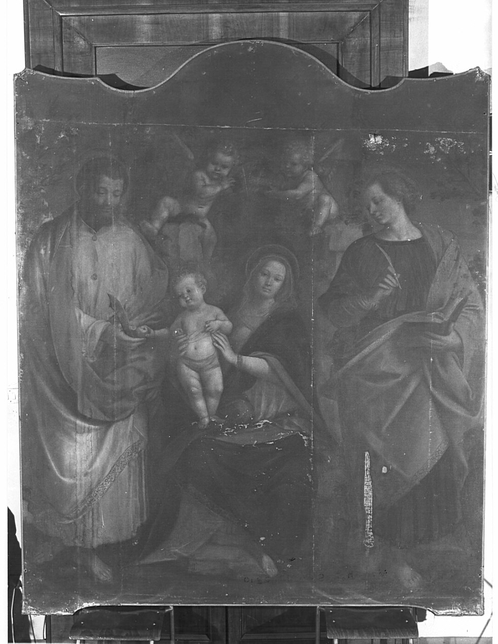 Madonna con Bambino e Santi (dipinto, opera isolata) di Ferrari Gaudenzio (attribuito) (sec. XVI)