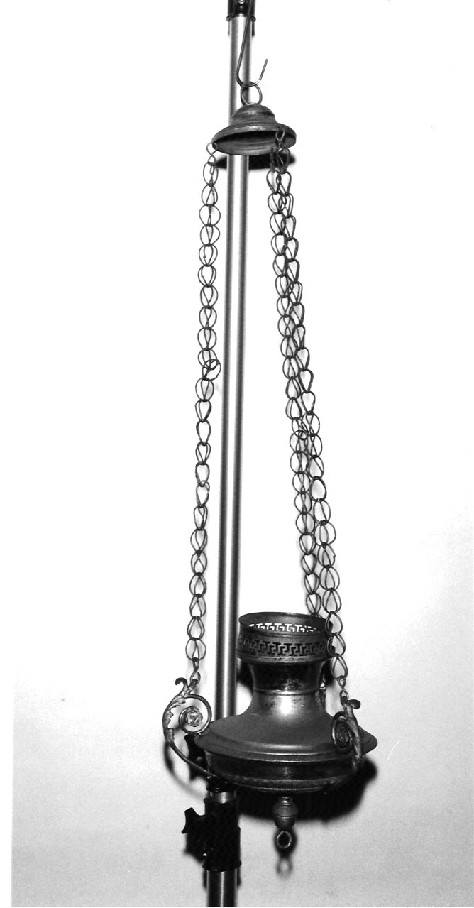 lampada pensile, opera isolata - produzione lombarda (fine sec. XIX)