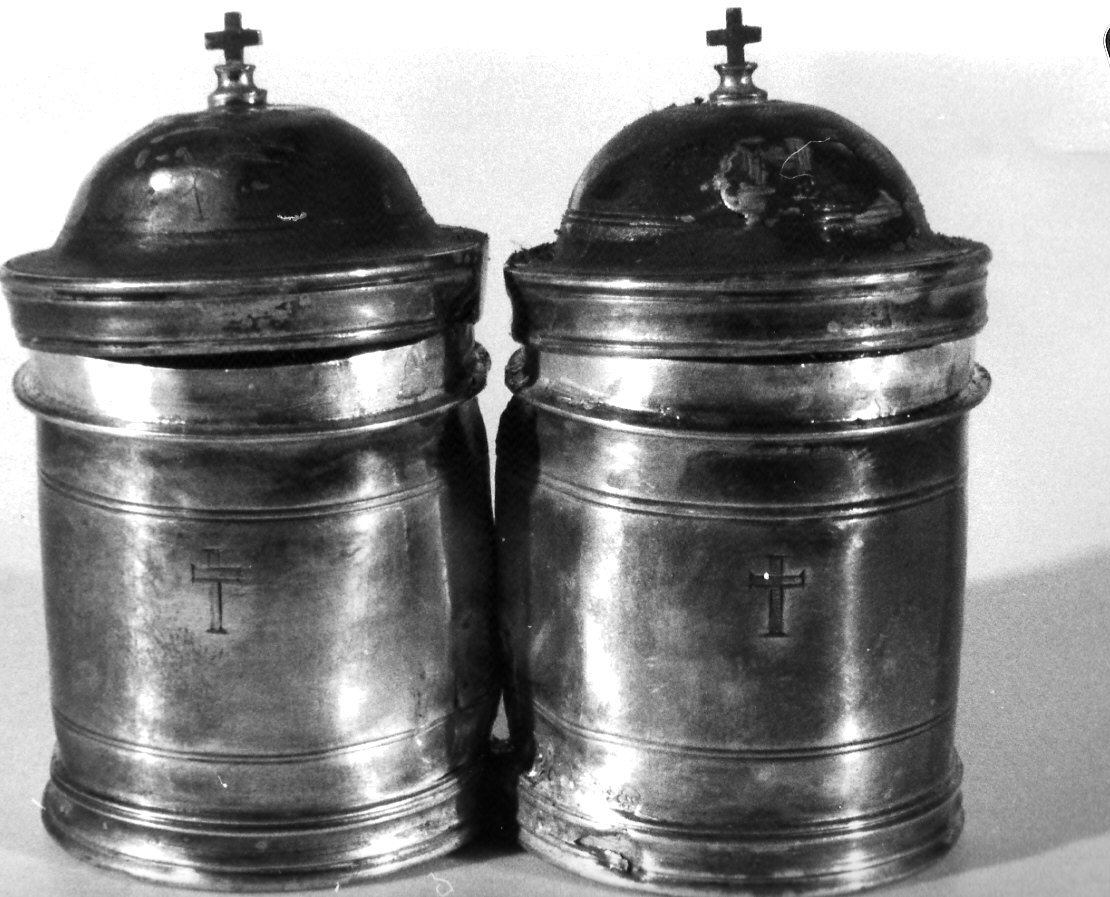 vasetti per oli santi, coppia - bottega lombarda (fine sec. XVII)