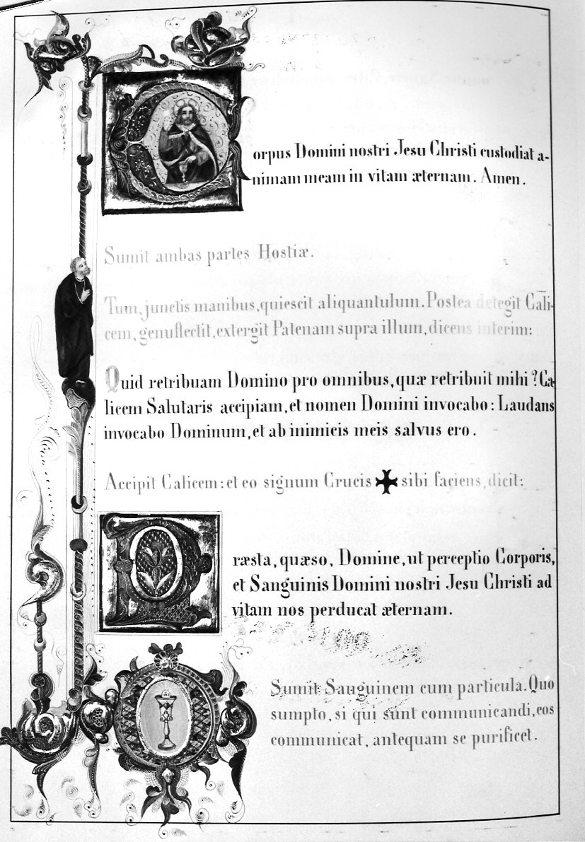 Cristo con il calice e l'ostia (miniatura, elemento d'insieme) di Albini Fioretto Antonietta (attribuito) (sec. XIX)