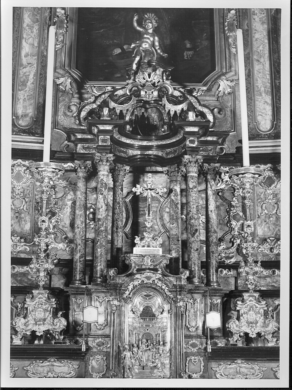 altare maggiore, complesso decorativo di Buzzi Giuseppe (sec. XVIII)