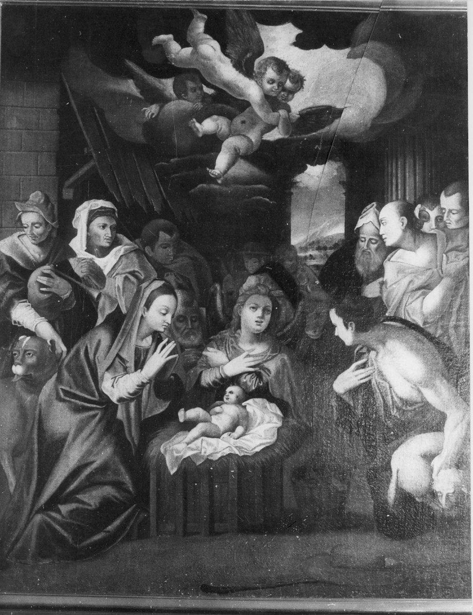 natività di Gesù (dipinto, opera isolata) - ambito Italia settentrionale (secc. XVI/ XVII)