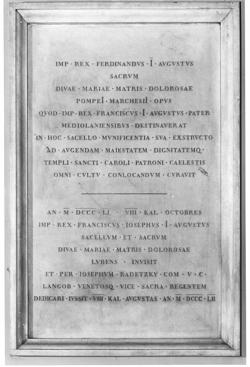 lapide commemorativa, opera isolata - bottega italiana (sec. XIX)