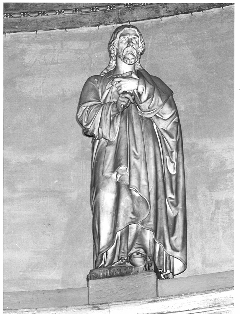 San Tommaso apostolo (statua, elemento d'insieme) di Marchesi Pompeo (scuola), Bellora Giovanni (attribuito) (metà sec. XIX)