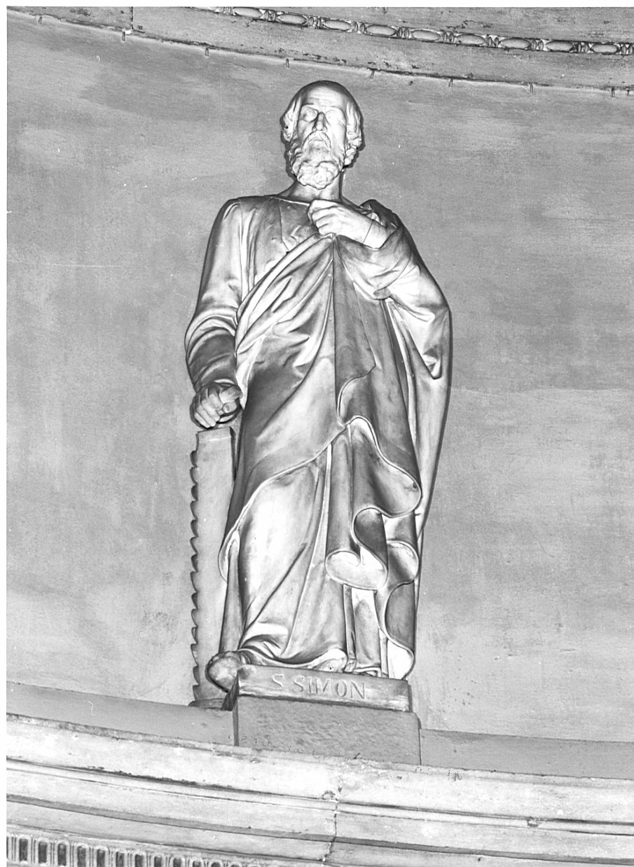 San Simone Apostolo (statua, elemento d'insieme) di Marchesi Pompeo (scuola), Bellora Giovanni (attribuito) (metà sec. XIX)