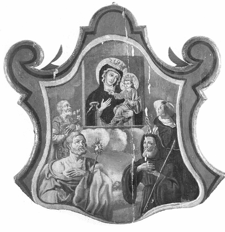 Madonna con Bambino e S. Filippo Neri, S. Giuseppe, S. Vincenzo Ferreri, S. Francesco di Paola (dipinto, opera isolata) - ambito italiano (sec. XVIII)