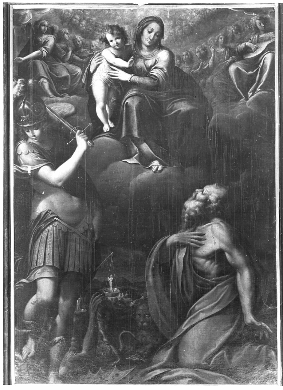 Madonna in gloria con i Santi Michele e Gerolamo (dipinto, opera isolata) di Nuvolone Panfilo (sec. XVII)