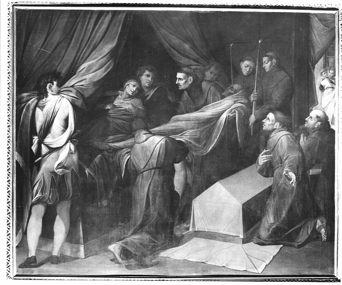 Guarigione di una donna mentre passa il corpo di San Diego (dipinto, opera isolata) di Procaccini Camillo (sec. XVII)