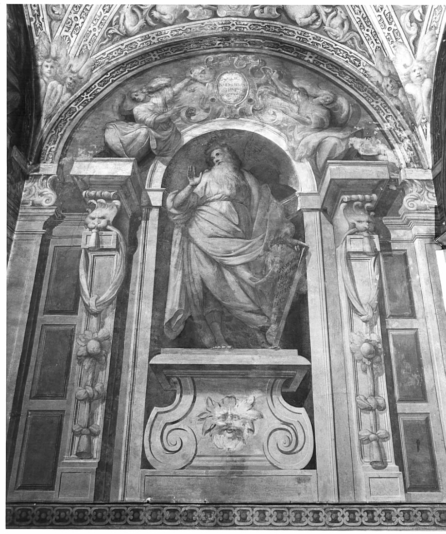 Finta nicchia decorativa con figura del Profeta Geremia (decorazione pittorica, opera isolata) - ambito lombardo (sec. XVII)