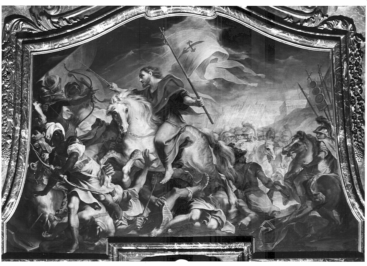 apparizione di San Giacomo il Maggiore nella battaglia di Clavio (dipinto, opera isolata) di Legnani Stefano Maria detto Legnanino (attribuito) (sec. XVIII)