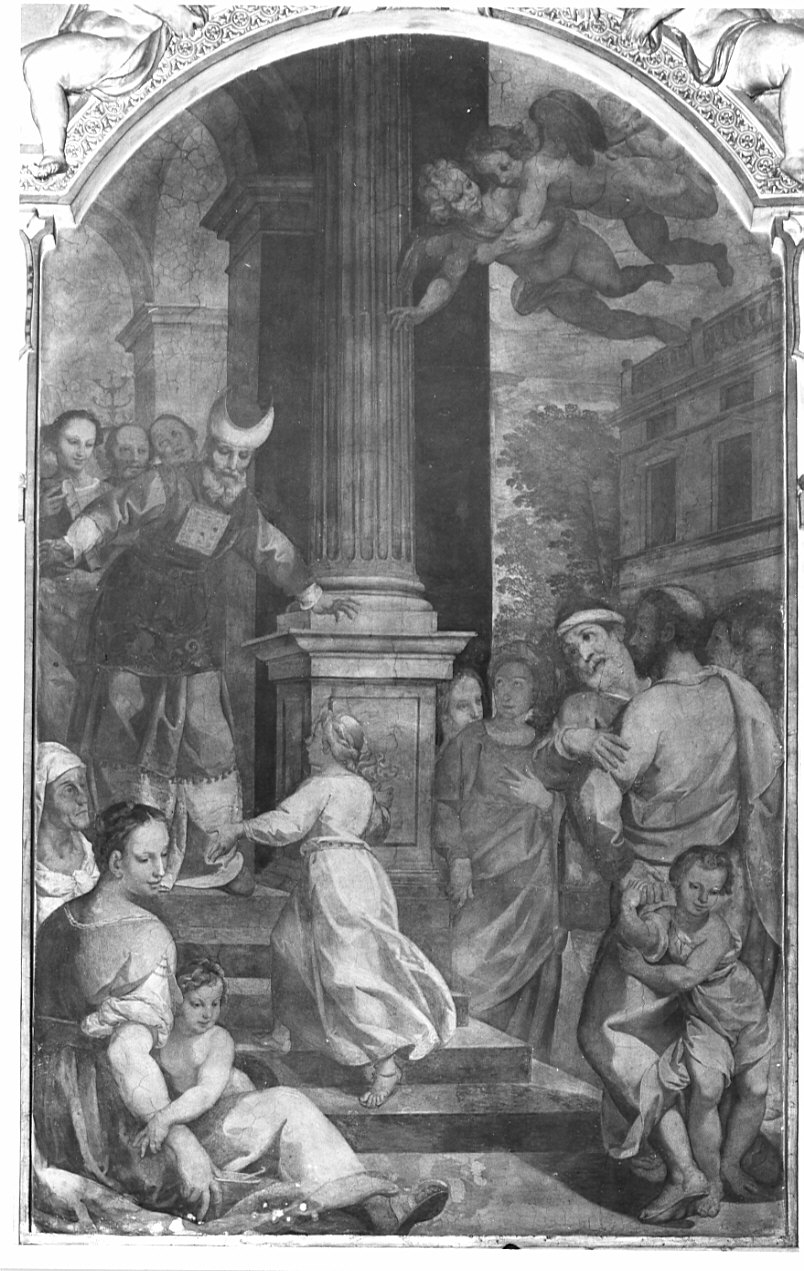 nascita di Maria Vergine (dipinto, opera isolata) di Barabino Simone (sec. XVII)