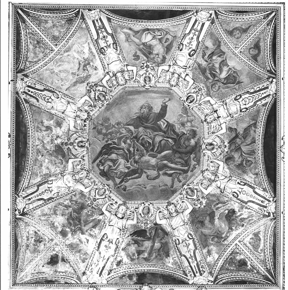 Padre Eterno e gli angeli con i simboli della Passione (decorazione pittorica, complesso decorativo) di Peterzano Simone (sec. XVI)