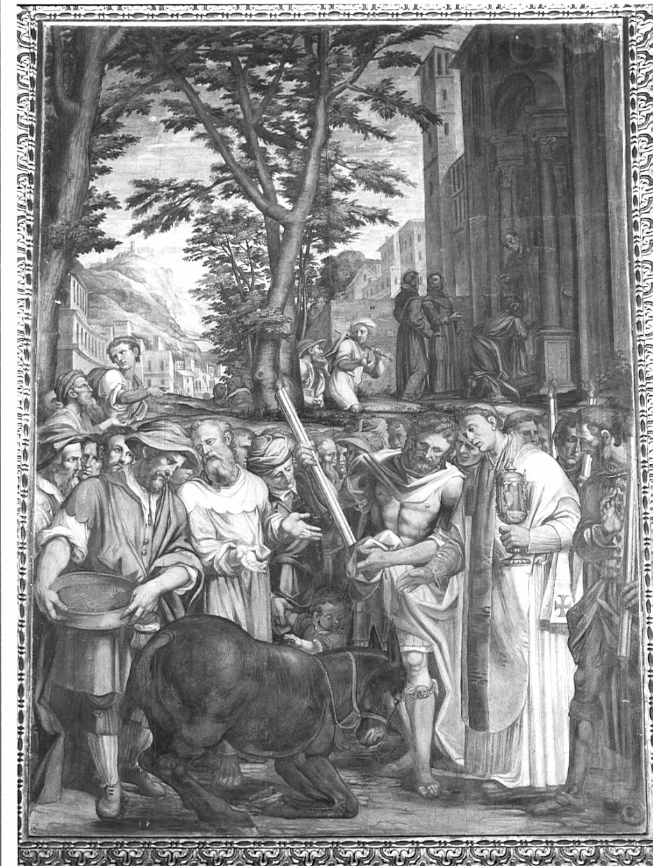 Sant'Antonio da Padova e il miracolo dell'asino (dipinto, opera isolata) di Peterzano Simone (sec. XVI)
