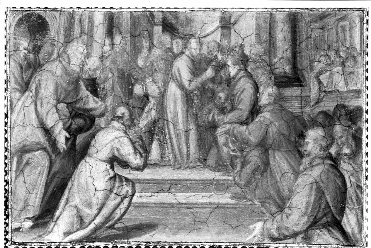 Vestizione di frate Angelo Tancredi (dipinto, opera isolata) di Della Rovere Giovanni Battista detto Fiammenghino, Della Rovere Giovanni Mauro detto Fiammenghino (sec. XVI)