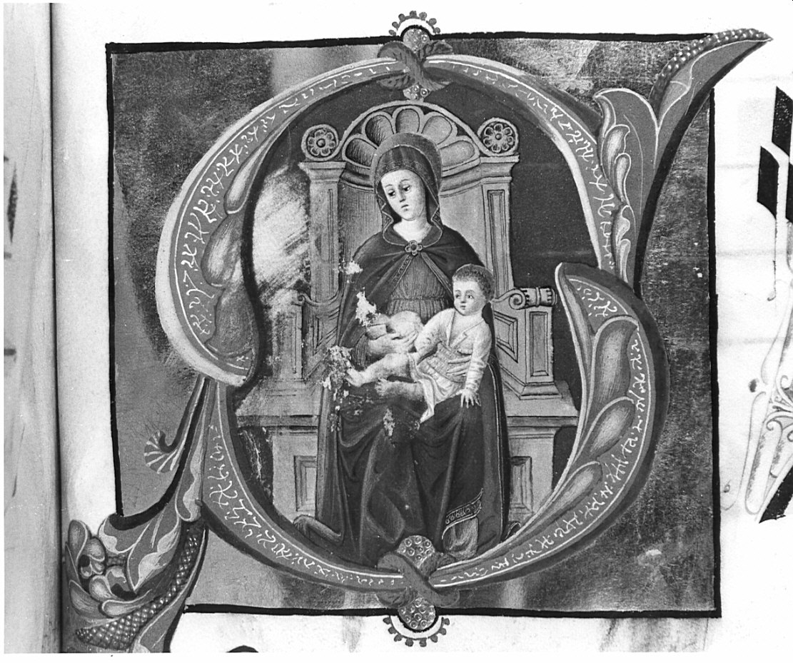 Madonna in trono (miniatura, opera isolata) - ambito lombardo (fine/inizio secc. XV/ XVI)