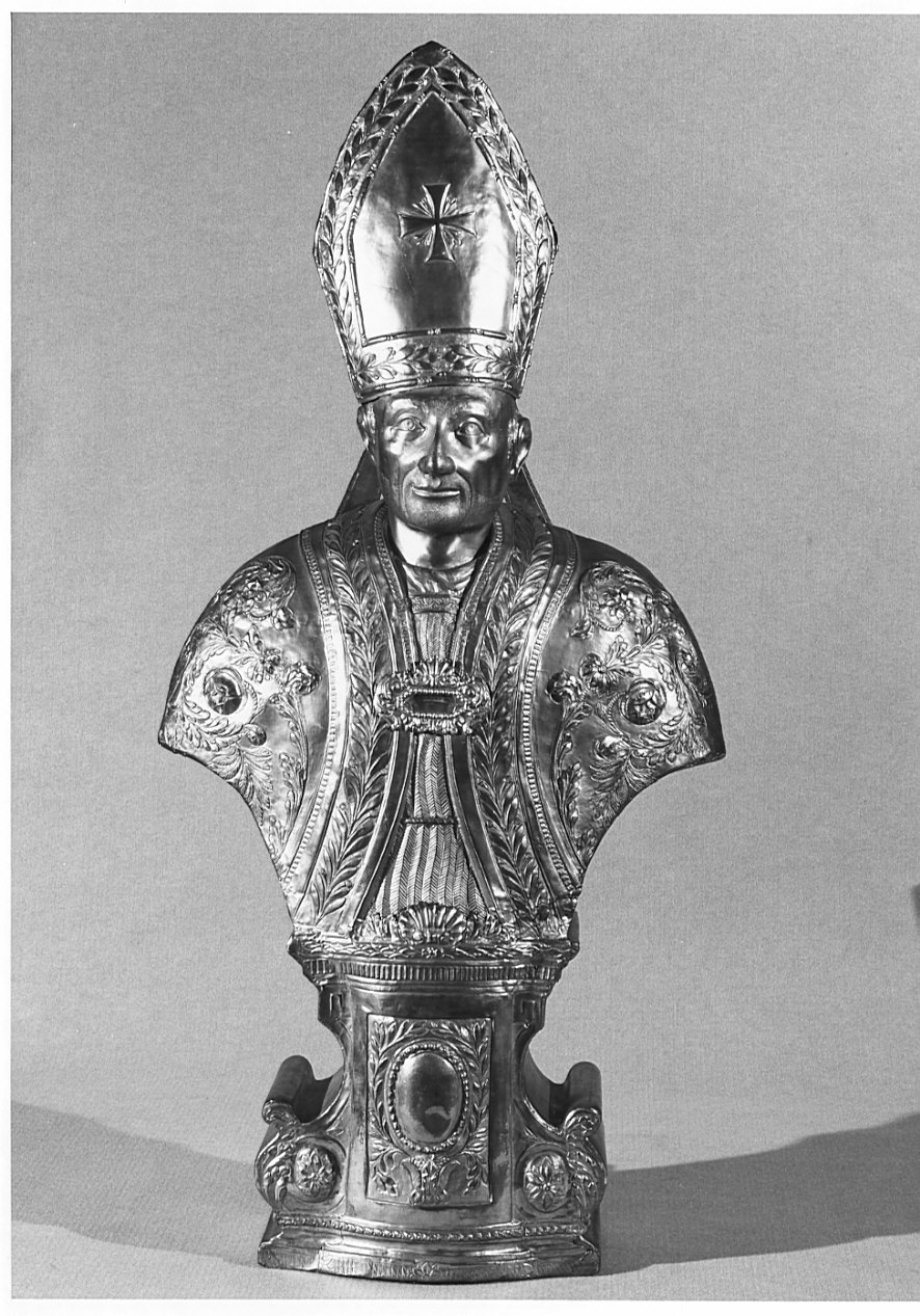 San Carlo Borromeo (?) (reliquiario - a busto, opera isolata) - bottega lombarda (primo quarto sec. XIX)