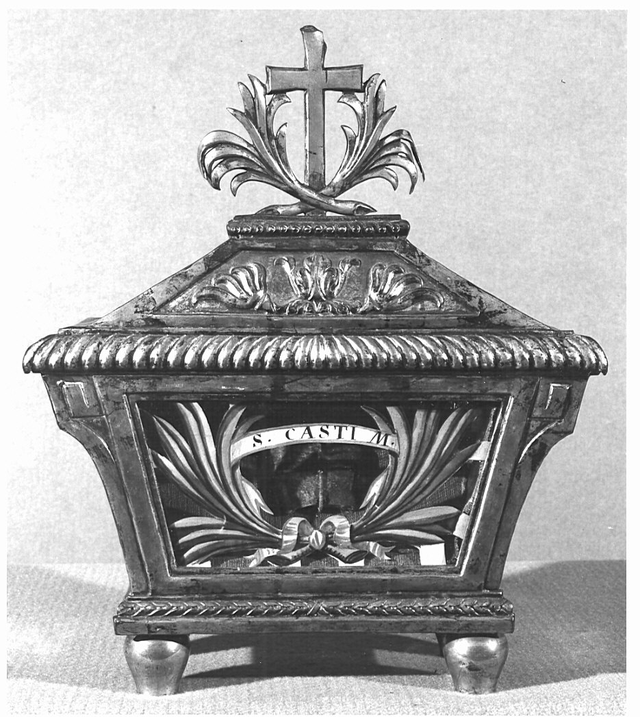 reliquiario a teca - a urna, serie - bottega lombarda (prima metà sec. XIX)