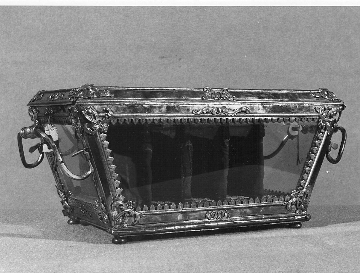 reliquiario a teca - a urna, opera isolata - bottega italiana (seconda metà sec. XIX)