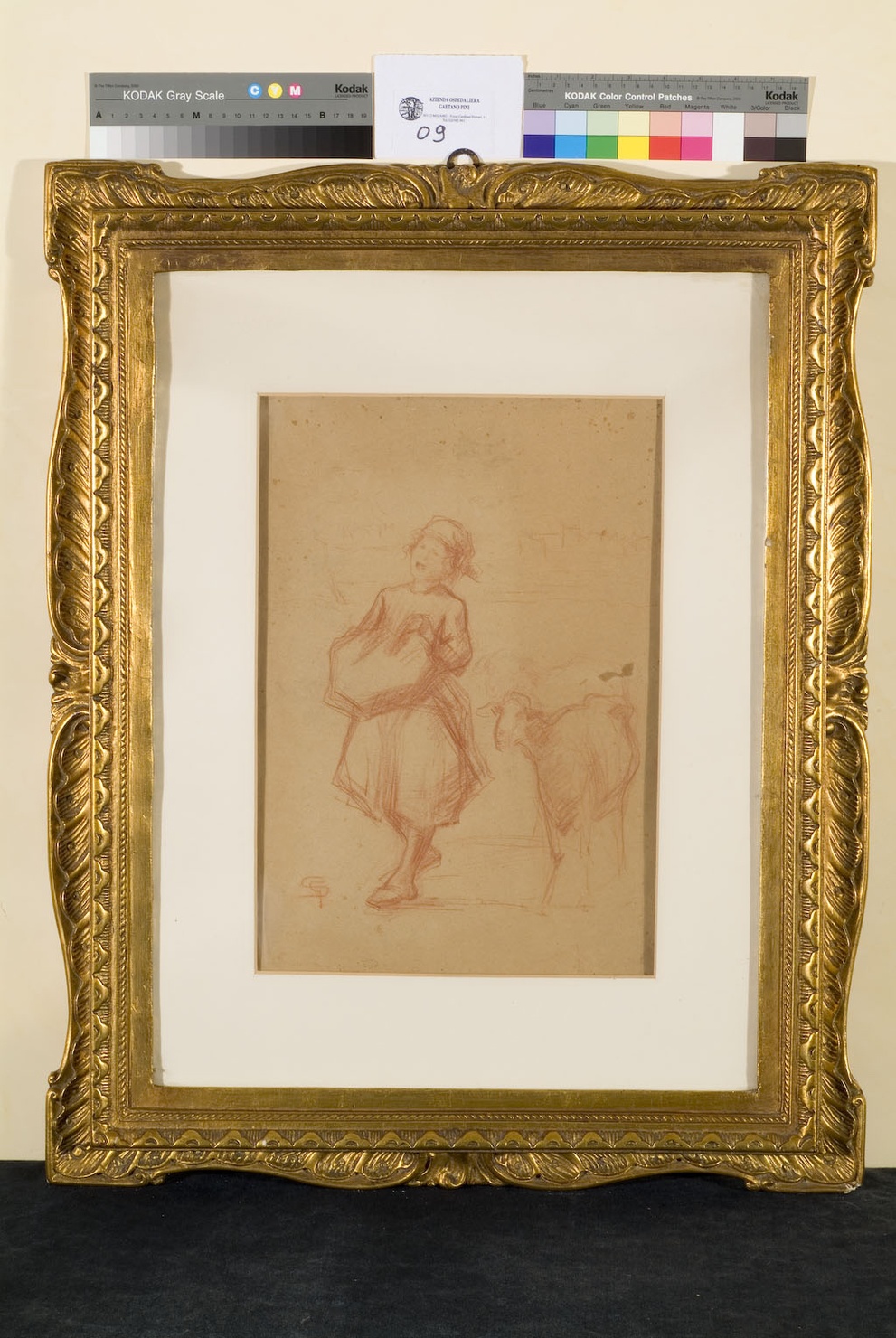 figura femminile con pecora (dipinto, opera isolata) di Segantini Giovanni (ultimo quarto sec. XIX)