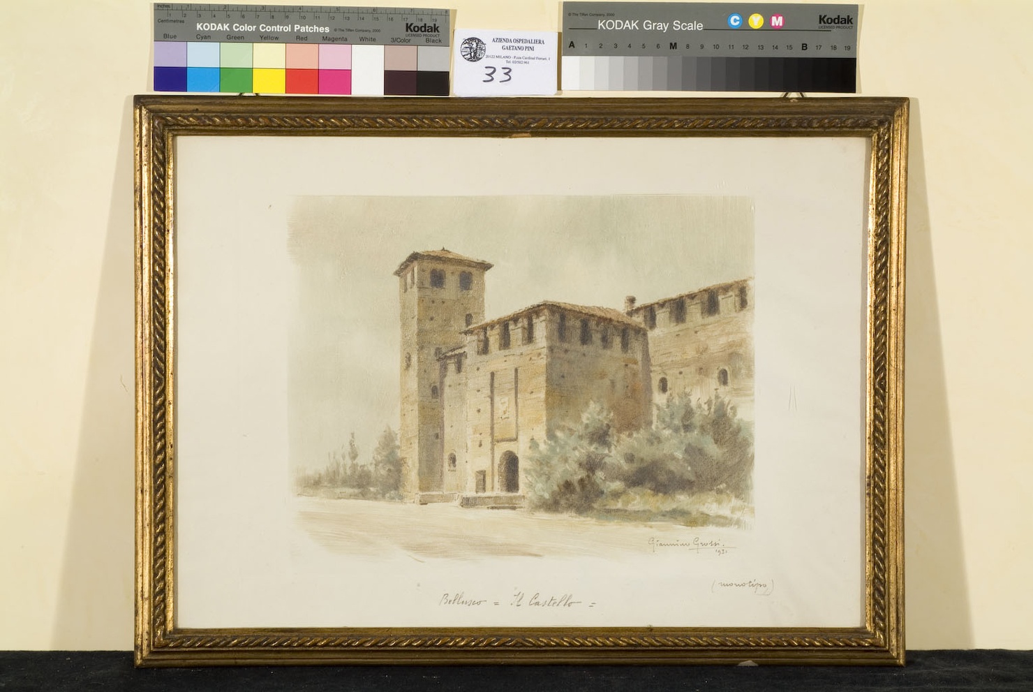 veduta del castello di Bellusco (dipinto, opera isolata) di Grossi Giannino (sec. XX)