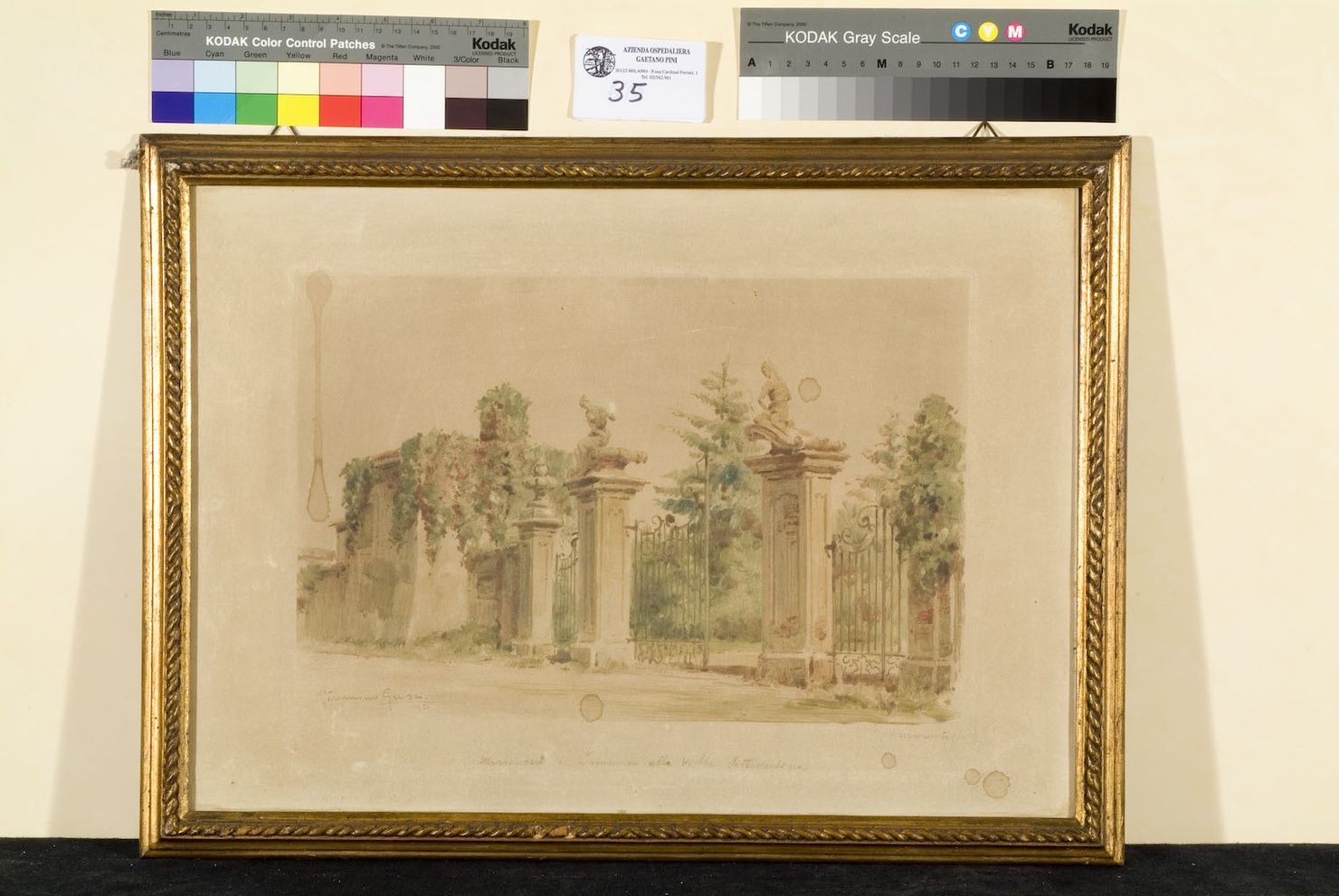 paesaggio con architetture (dipinto, opera isolata) di Grossi Giannino (sec. XX)