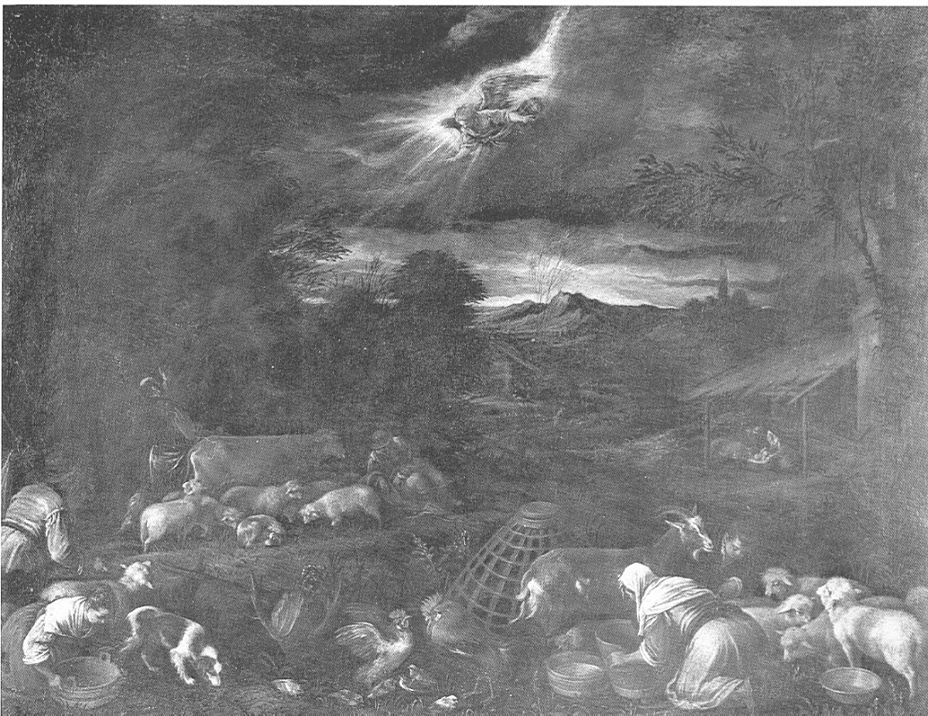 Annuncio ai Pastori, annuncio ai pastori (dipinto, opera isolata) di Dal Ponte Francesco detto Francesco Bassano il Giovane (bottega) (sec. XVI)