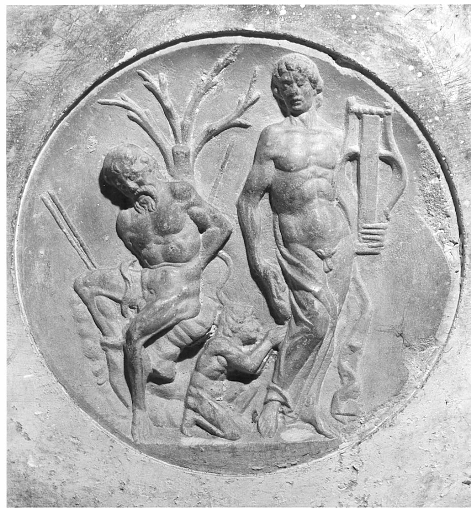 Apollo e Marsia (rilievo, elemento d'insieme) di Cazzaniga Tommaso (attribuito), Briosco Benedetto detto Benedetto Pavese (attribuito) (sec. XV)