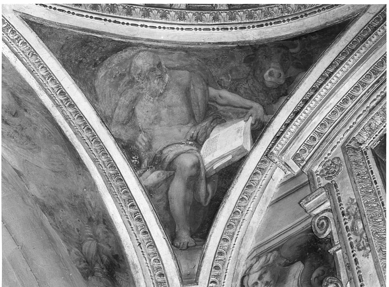 San Luca scrive il vangelo (dipinto, elemento d'insieme) di Crespi Daniele (attribuito) (sec. XVII)