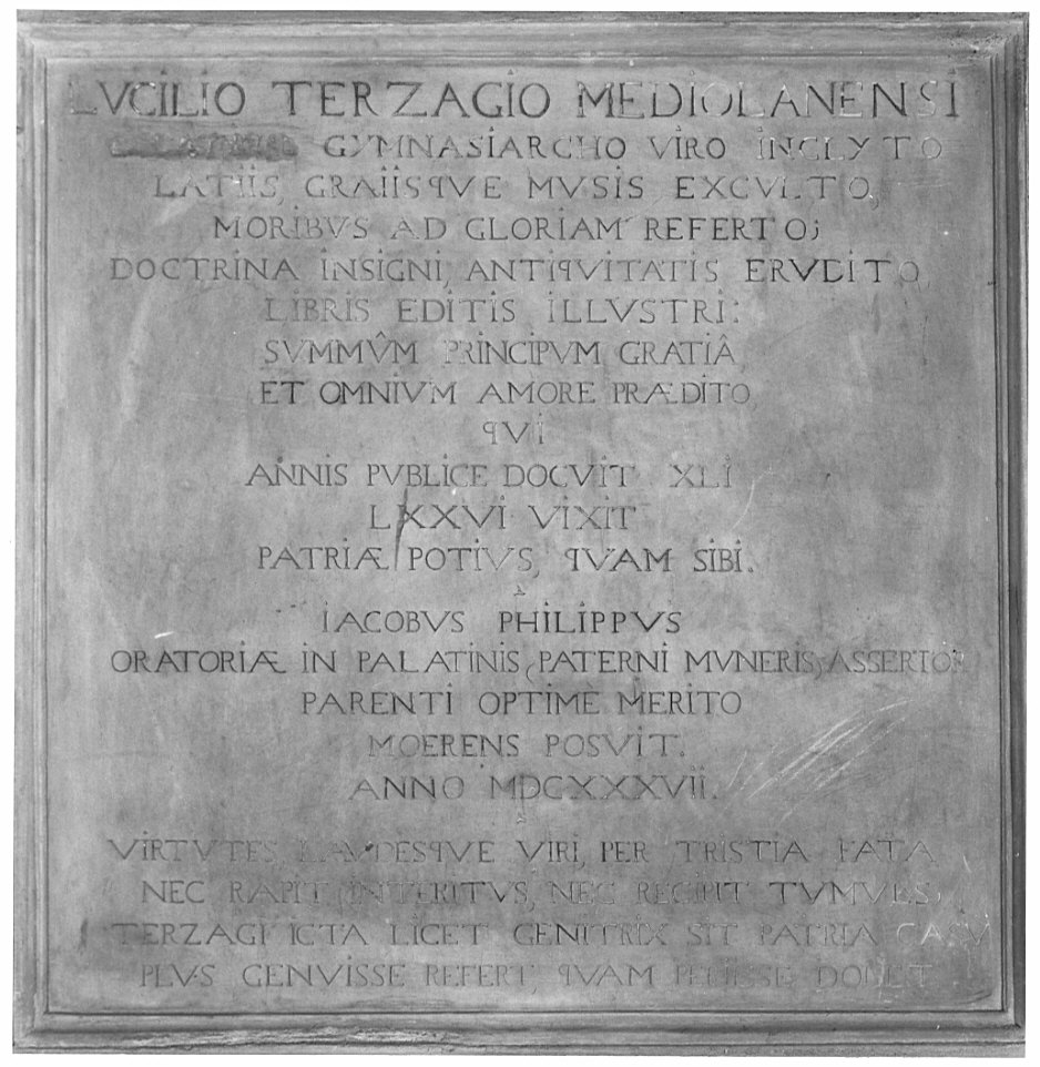 lapide funeraria di Lucilio Terzaghi (lapide tombale, opera isolata) - bottega lombarda (sec. XVII)