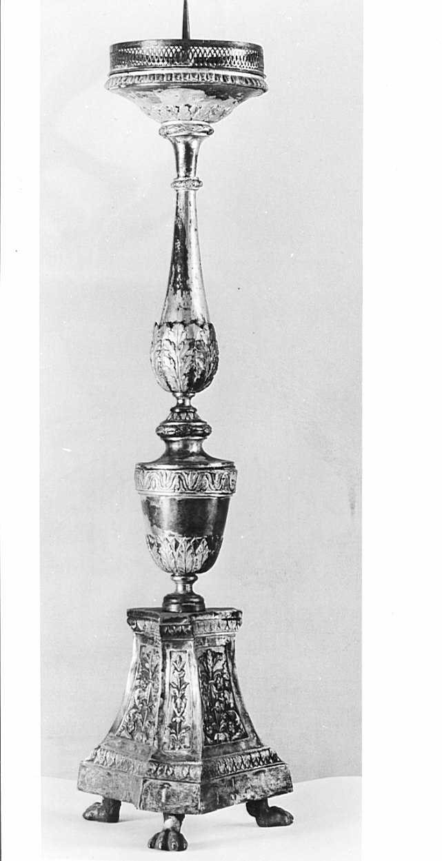 candeliere d'altare, serie - bottega lombarda (fine/inizio secc. XVIII/ XIX)