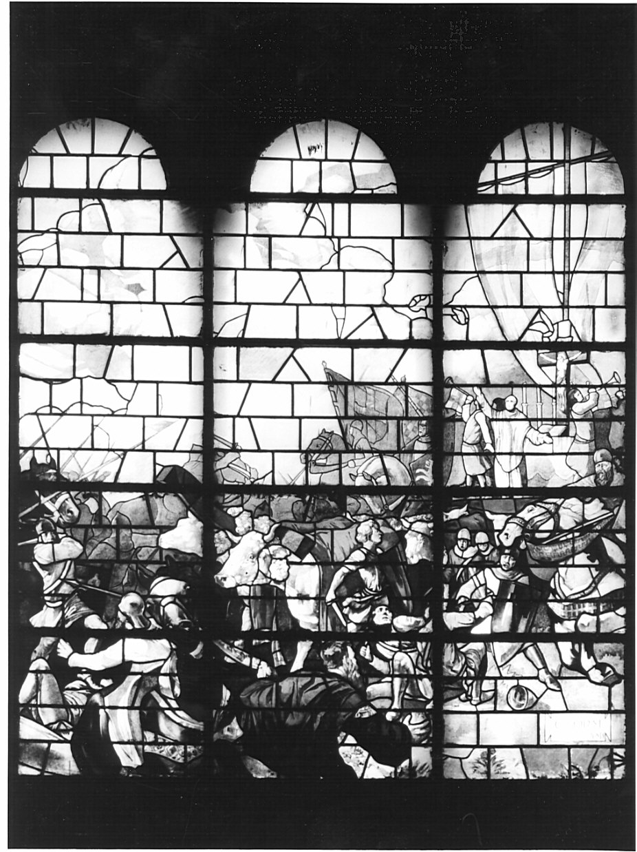 Il Carroccio durante la battaglia (vetrata, opera isolata) di Raimondi Aldo (attribuito), Ditta Forni (attribuito) (sec. XX)