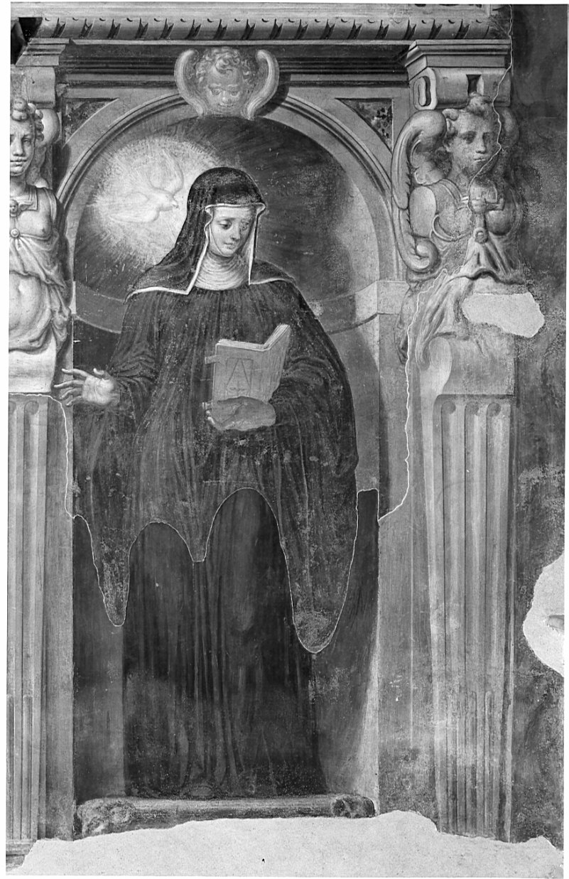 Santa Scolastica (dipinto, elemento d'insieme) di Luini Aurelio (attribuito) (seconda metà sec. XVI)