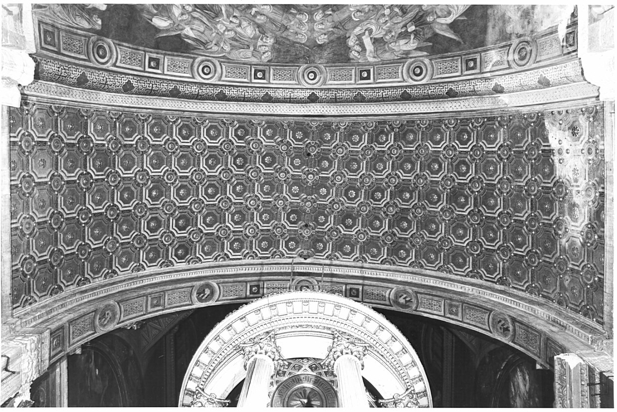 motivi decorativi a cassettoni con rosette (dipinto, ciclo) - ambito lombardo (sec. XVI, sec. XIX)