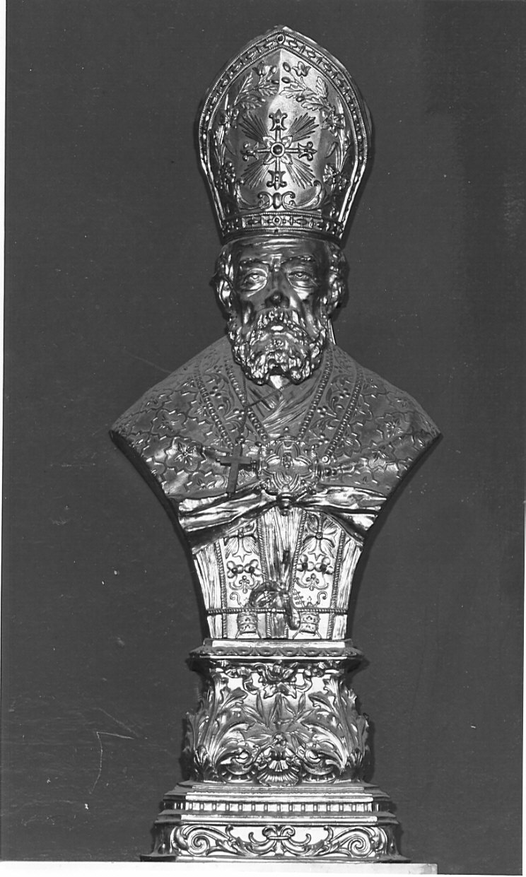 Santo vescovo (reliquiario - a busto, opera isolata) - bottega italiana (fine sec. XIX)