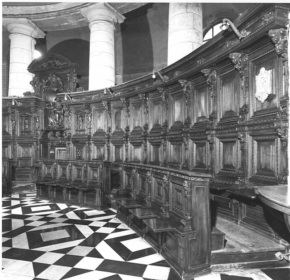 stalli del coro, insieme di Zanelli Siro (sec. XVII)