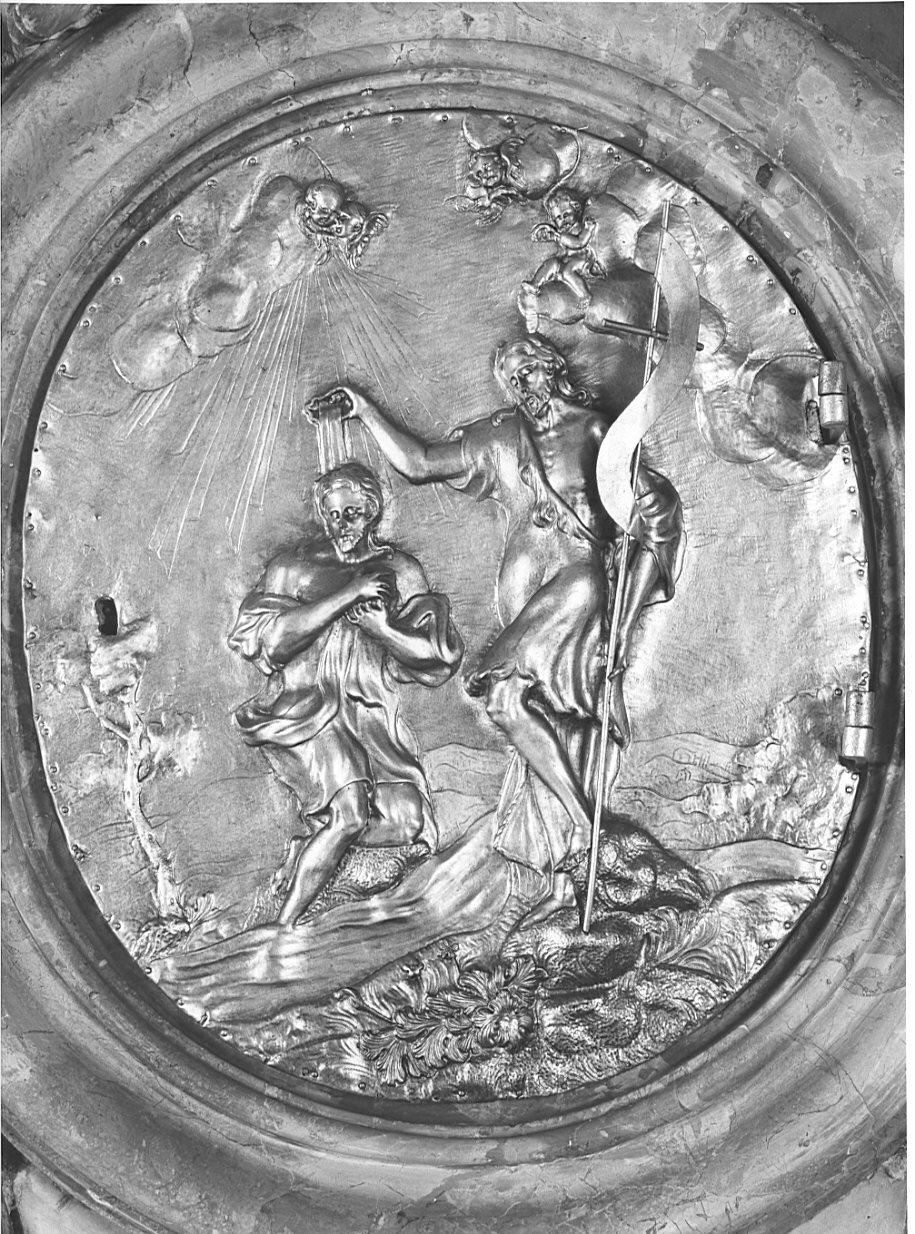 battesimo di Cristo (sportello di tabernacolo, elemento d'insieme) di Ruggeri Giovanni (sec. XVIII)